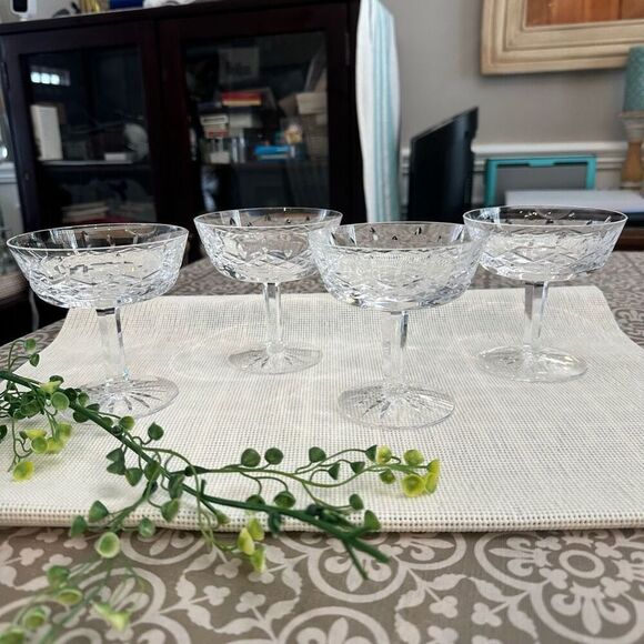 Waterford Crystal‎ Lismore 4 Pc Champagne Glasses Stemware Vintage 4.25” tall - Picture 1 of 9